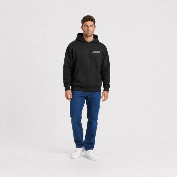 Sweat F1 Fernando Alonso Signature noir vu de face en plan large avec logo Tourismo