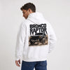Sweat Ford Bronco Raptor blanc à capuche vu de dos avec design Off-Road