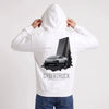 Sweat Tesla Cybertruck Raw Future blanc porté de dos