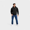 Sweat Tesla Cybertruck Raw Future noir vu de face en plan large avec logo Tourismo