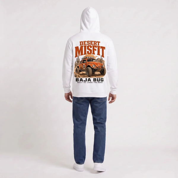Sweat Volkswagen Beetle Baja Bug Desert Misfit blanc à capuche vu de dos