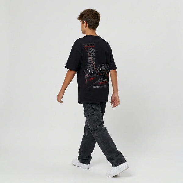 T-shirt enfant Mercedes AMG GT Black Series noir dos, design Predator Mode, Built to Intimidate, Tourismo Clothing