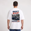 T-shirt Datsun 510 blanc, berline japonaise bleu foncé vue de dos