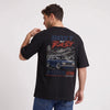 T-shirt Datsun 510 noir, berline japonaise bleu foncé vue de dos