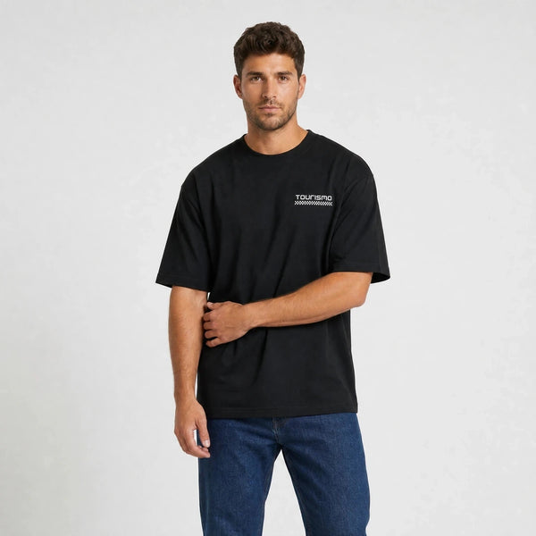 T-shirt Dodge Viper Acr Track Predator noir vu de face en plan rapproché avec logo Tourismo