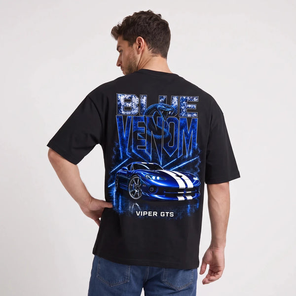 T-shirt Dodge Viper GTS Blue Venom noir porté de dos