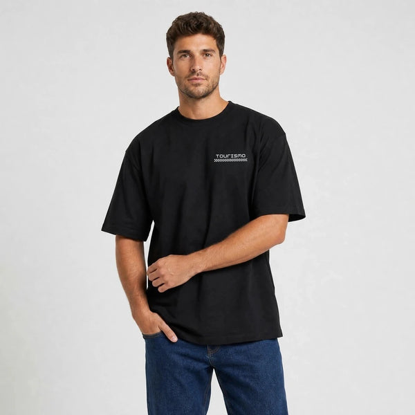 T-shirt Dodge Viper Gts Blue Venom noir vu de face en plan rapproché avec logo Tourismo