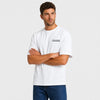 T-shirt F1 Isack Hadjar Signature blanc vu de face en plan rapproché avec logo Tourismo