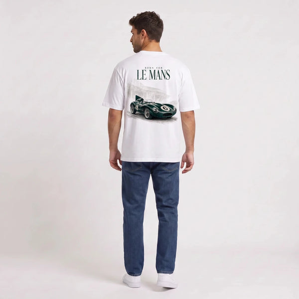 Jaguar D-Type Le Mans N°6: Born for Le Mans T-shirt, white, back view