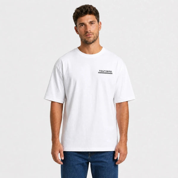 Jaguar D-Type Le Mans N°6: Born for Le Mans T-shirt, white, front view, close shot, with Tourismo logo