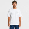 T-shirt Lancia Stratos Virage Victorieux blanc vu de face en plan rapproché avec logo Tourismo