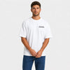 T-shirt F1 Michael Schumacher Signature blanc vu de face en plan rapproché avec logo Tourismo