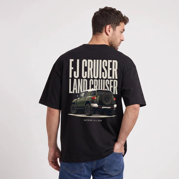 T-shirt Toyota FJ Cruiser Outside All Day noir porté de dos