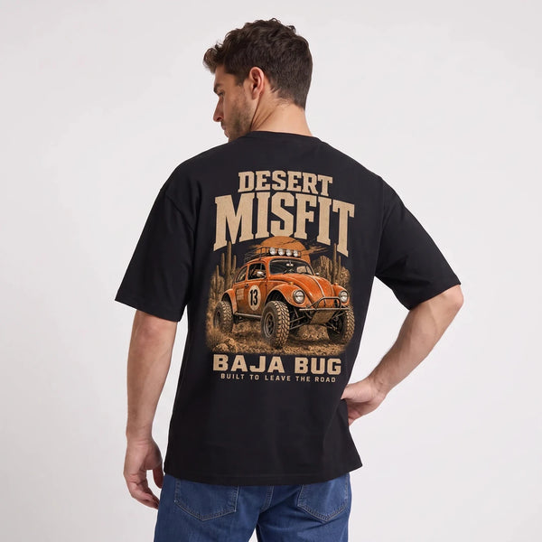 T-shirt Volkswagen Beetle Baja Bug Desert Misfit noir porté de dos