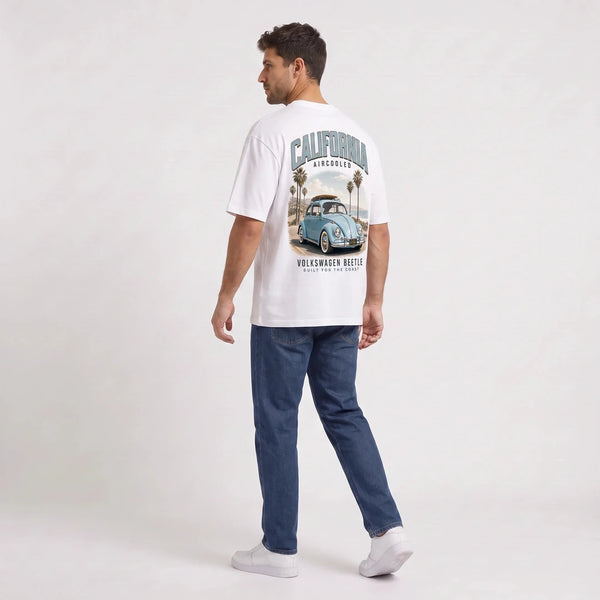 T-shirt Volkswagen Beetle California Aircooled blanc vu de dos