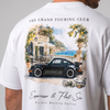 Gros plan print dos t-shirt blanc Grand Touring Club avec 911 Turbo et Caffè del Mare
